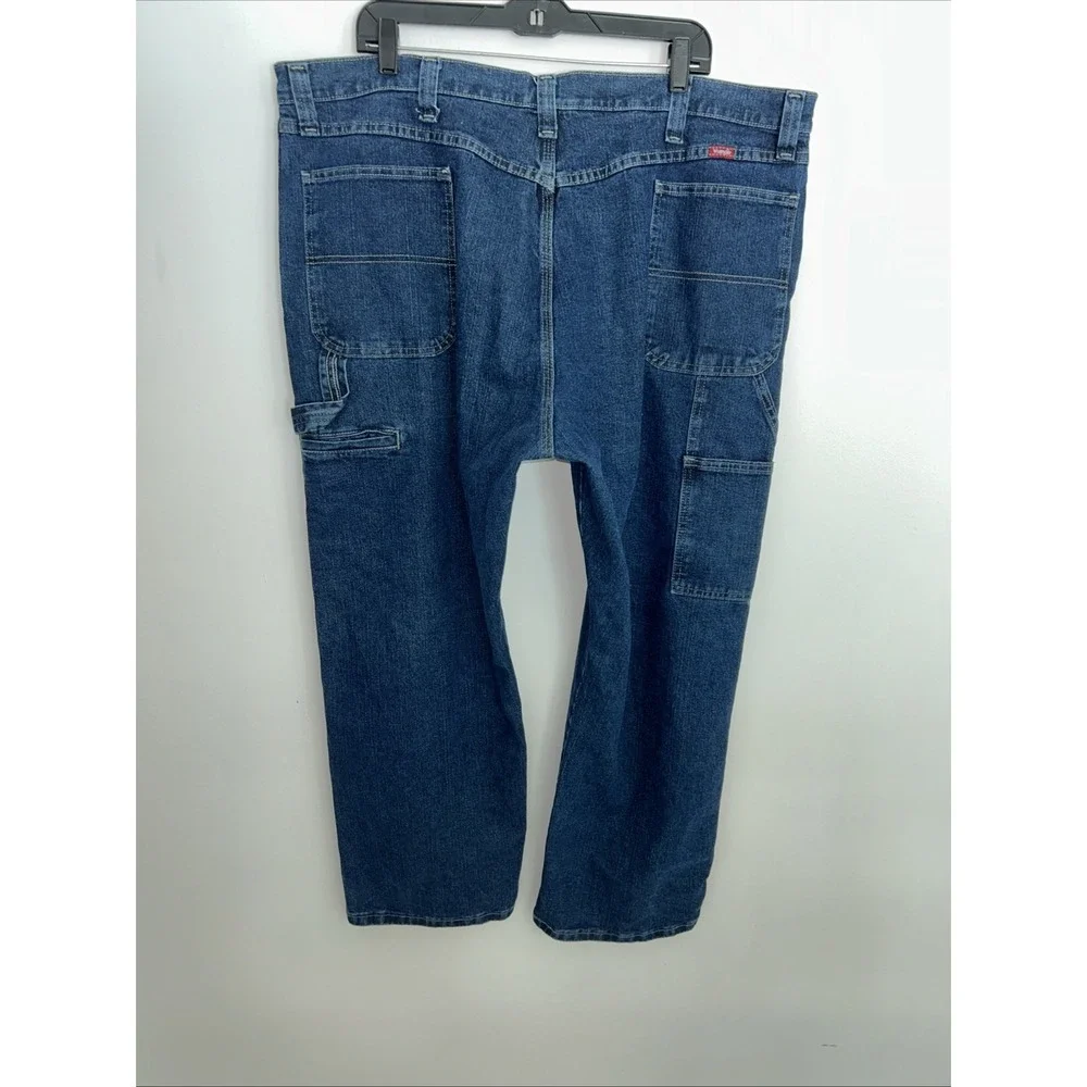 Wrangler Men's Jeans 44X 30 Relaxed Fit Dark Blue Denim Side Painter‎ Pockets